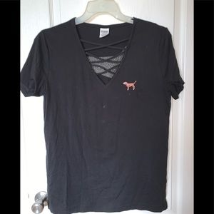 Black short sleeve PINK brand tee